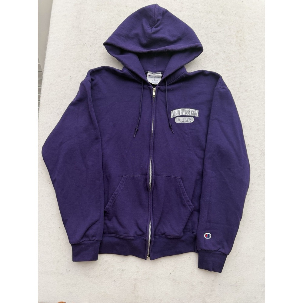 VTG Champion Northwestern Wildcats Full Zip Hoodie Sweatshirt Men's M Purple Y2K